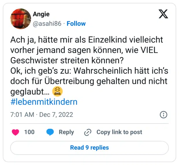 Ach ja, hätte mir als Einzelkind vielleicht vorher jemand sagen können, wie VIEL Geschwister streiten können? Ok, ich geb’s zu: Wahrscheinlich hätt ich’s doch für Übertreibung gehalten und nicht geglaubt… :erschöpft: #lebenmitkindern
