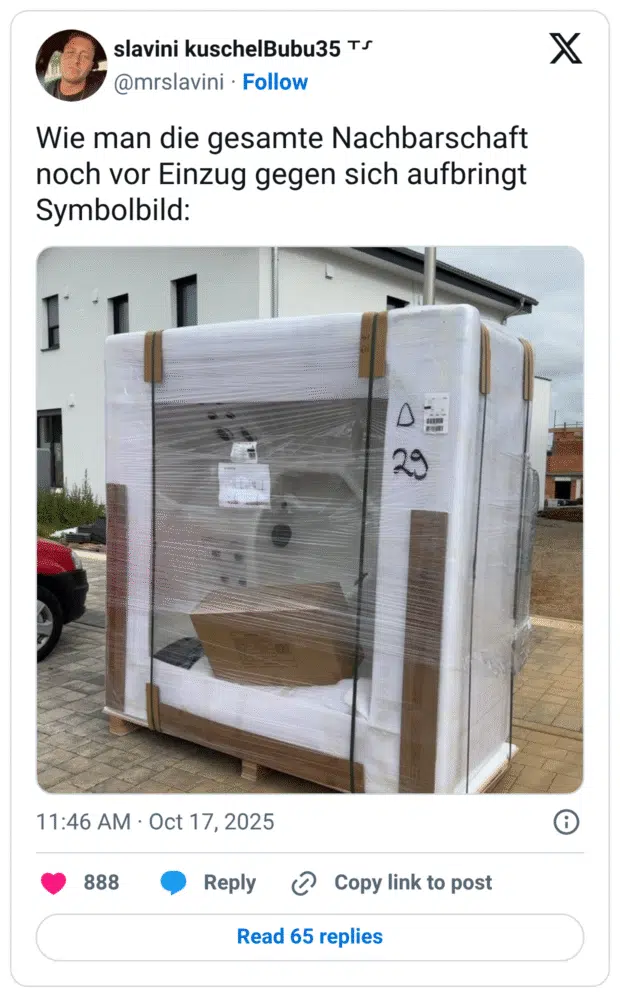 Wie man die gesamte Nachbarschaft noch vor Einzug gegen sich aufbringt Symbolbild: