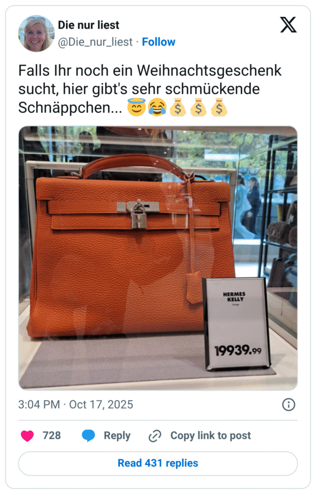 Falls Ihr noch ein Weihnachtsgeschenk sucht, hier gibt's sehr schmückende Schnäppchen...