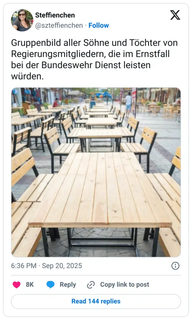 Gruppenbild aller Söhne und Töchter von Regierungsmitgliedern, die im Ernstfall bei der Bundeswehr Dienst leisten würden.