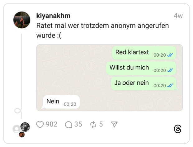 Ratet mal wer trotzdem anonym angerufen wurde :(