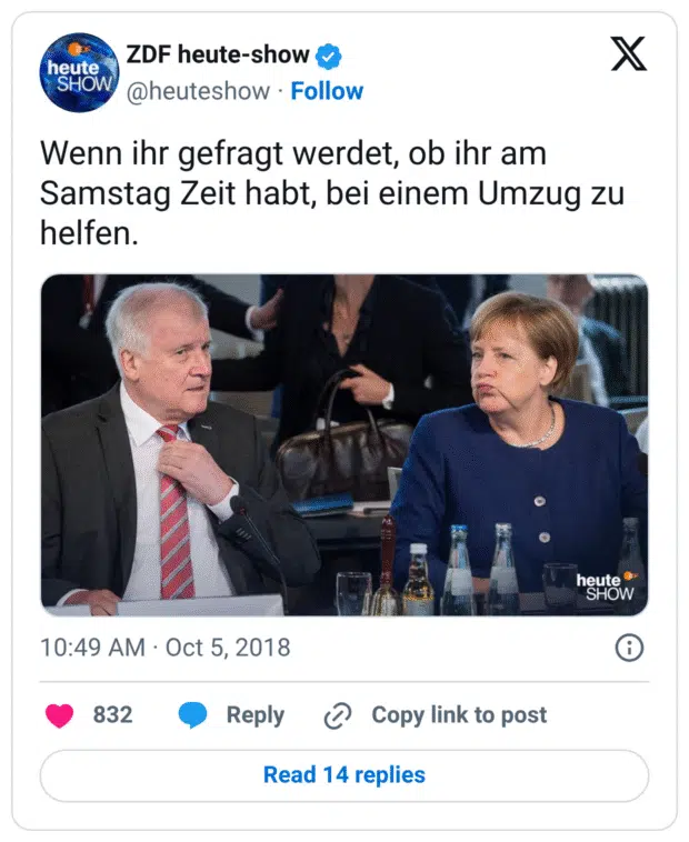 Wenn ihr gefragt werdet, ob ihr am Samstag Zeit habt, bei einem Umzug zu helfen.