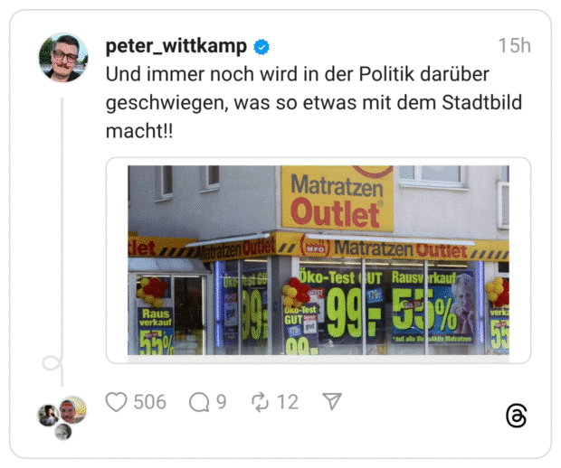 Und immer noch wird in der Politik darüber geschwiegen, was so etwas mit dem Stadtbild macht!! det, Raus verkauf