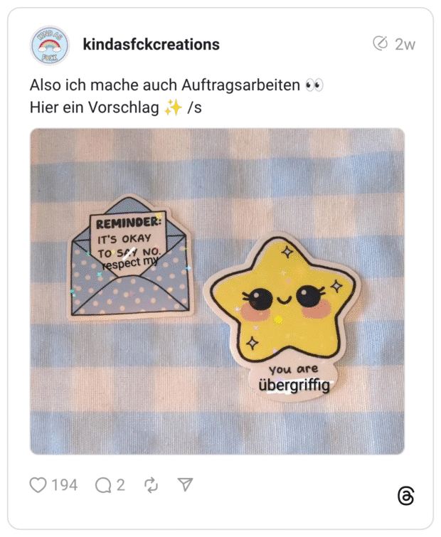 Also ich mache auch Auftragsarbeiten 👀 Hier ein Vorschlag ✨ /s