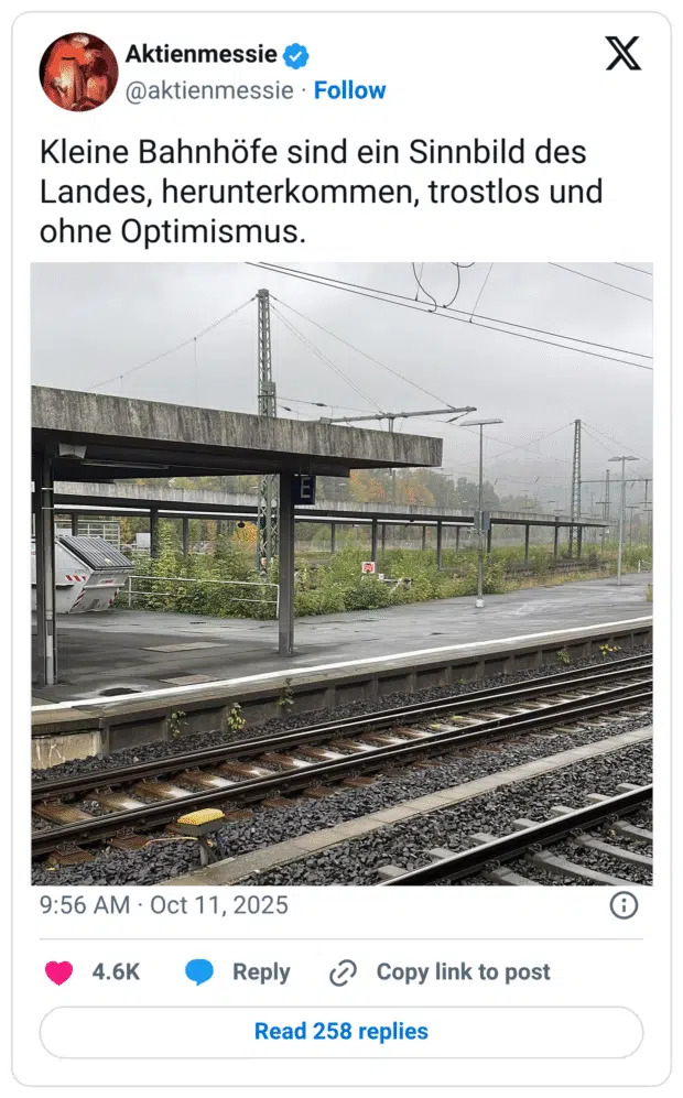 Kleine Bahnhöfe sind ein Sinnbild des Landes, herunterkommen, trostlos und ohne Optimism