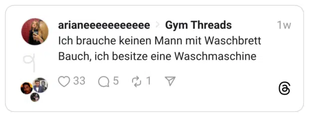 Ich brauche keinen Mann mit Waschbrett Bauch, ich besitze eine Waschmaschine