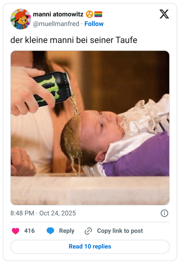 der kleine manni bei seiner Taufe