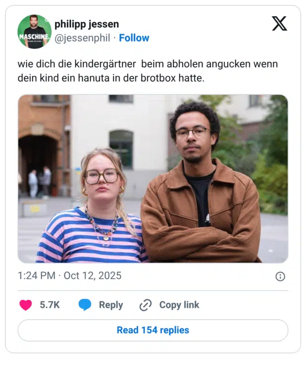 wie dich die kindergärtner beim abholen angucken wenn dein kind ein hanuta in der brotbox hatte.