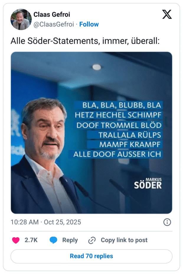 Alle Söder-Statements, immer, überall: