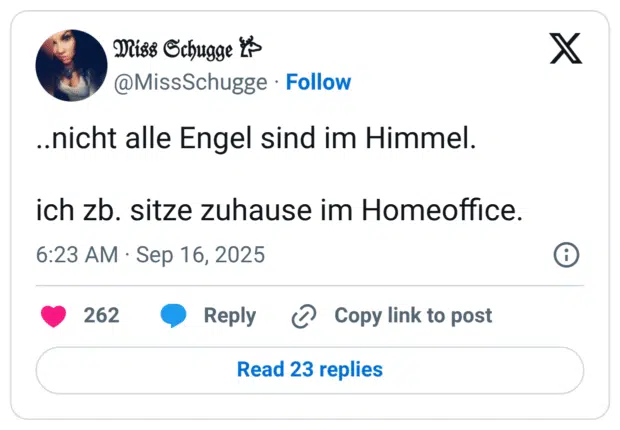..nicht alle Engel sind im Himmel. ich zb. sitze zuhause im Homeoffice.