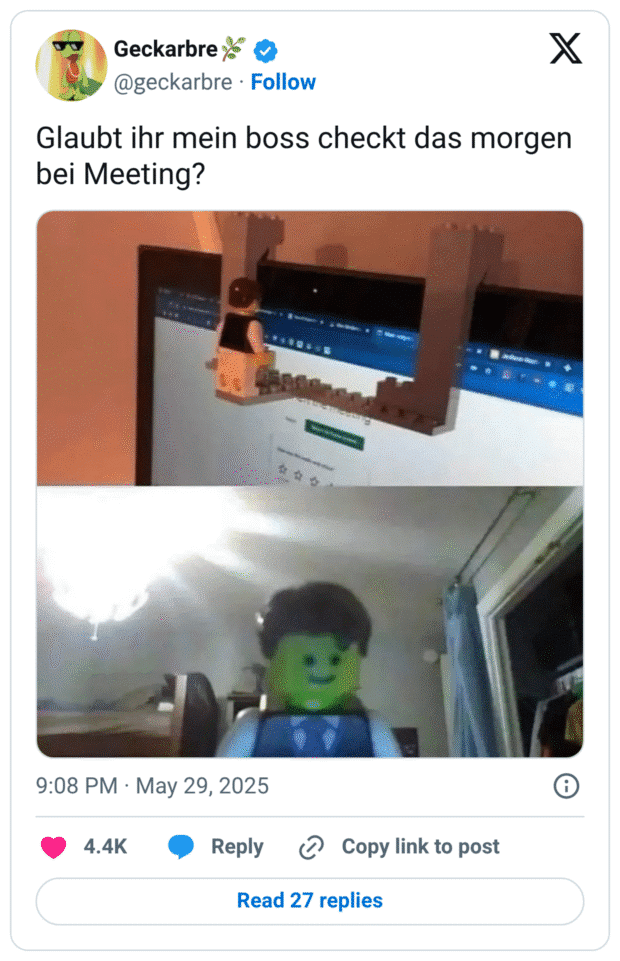 Glaubt ihr mein boss checkt das morgen bei Meeting?