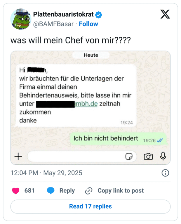 was will mein Chef von mir????