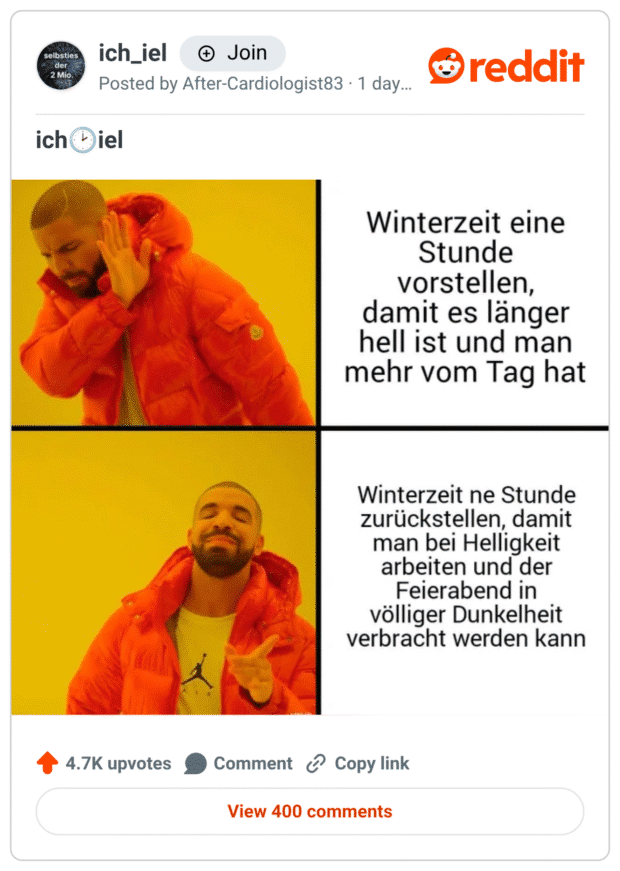 Winterzeit - Drake Meme