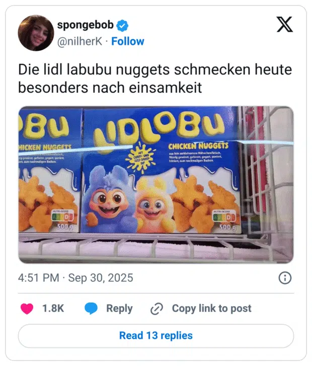 Die lidl labubu nuggets schmecken heute besonders nach einsamkeit