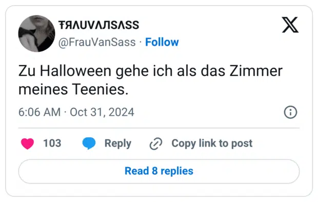 Zu Halloween gehe ich als das Zimmer meines Teenies.