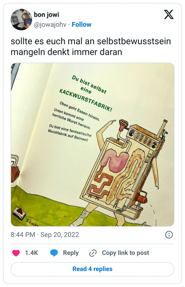 sollte es euch mal an selbstbewusstsein mangeln denkt immer daran