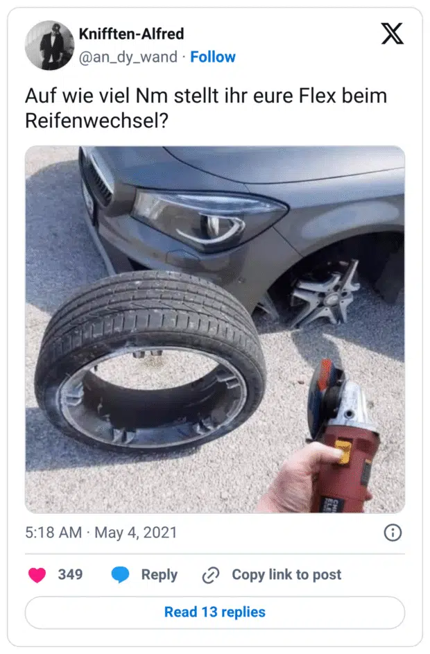 Auf wie viel Nm stellt ihr eure Flex beim Reifenwechsel?