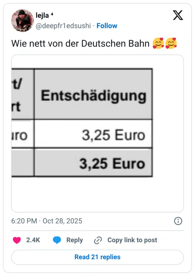 Wie nett von der Deutschen Bahn 🥰🥰