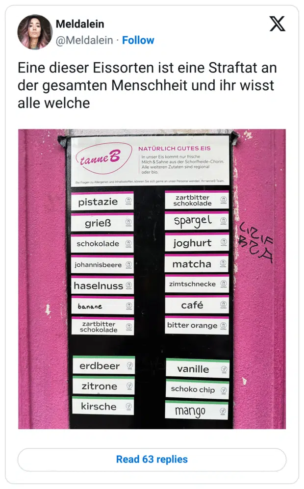 Eine dieser Eissorten ist eine Straftat an der gesamten Menschheit und ihr wisst alle welche