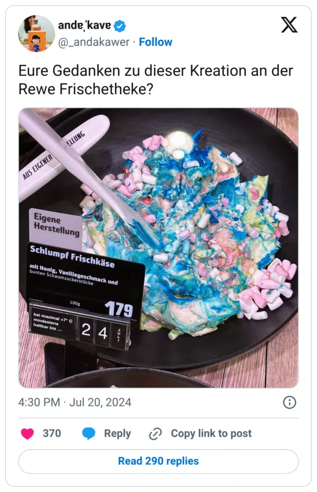 Eure Gedanken zu dieser Kreation an der Rewe Frischetheke?