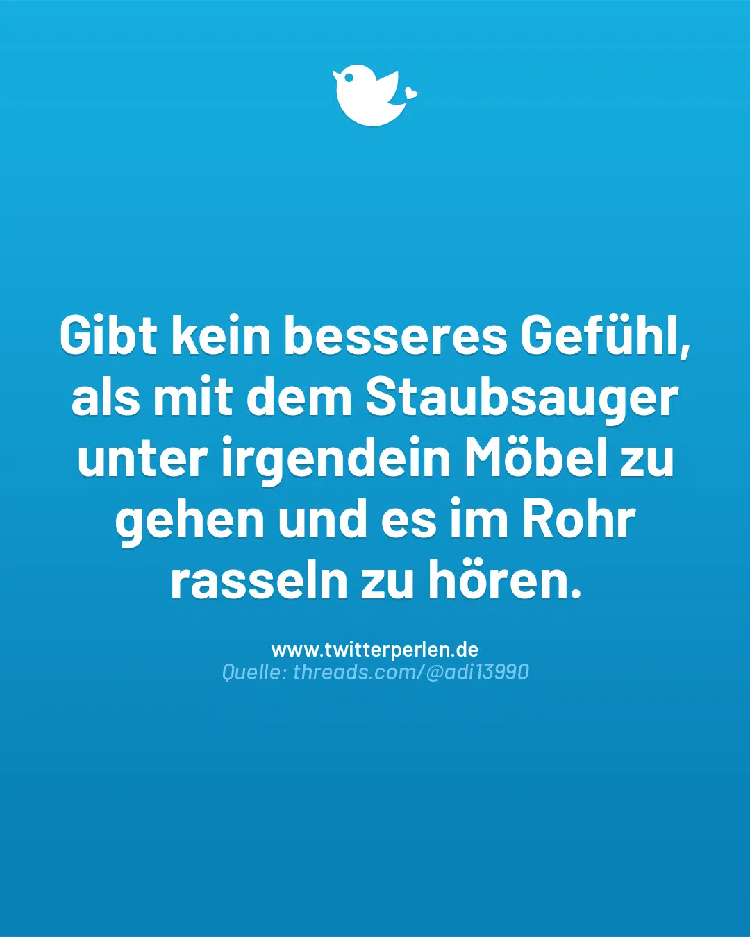 Gibt kein besseres Gefühl, als mit dem Staubsauger unter irgendein Möbel zu gehen und es im Rohr rasseln zu hören.