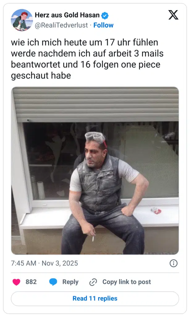 Herz aus Gold Hasan & @RealiTedverlust • Follow wie ich mich heute um 17 uhr fühlen werde nachdem ich auf arbeit 3 mails beantwortet und 16 folgen one piece geschaut habe