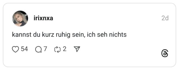 irixnxa 2d kannst du kurz ruhig sein, ich seh nichts 54