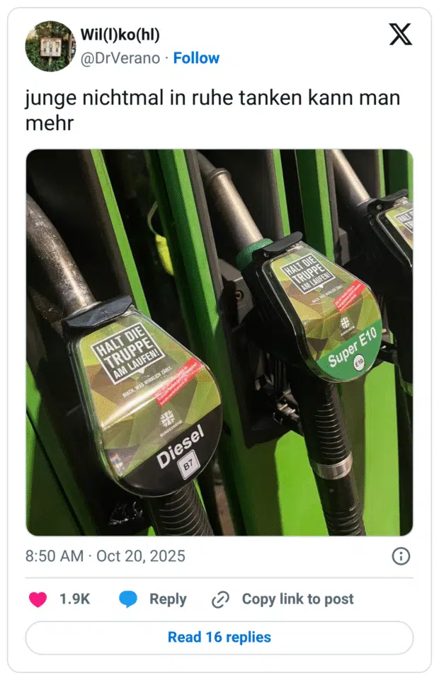 unge nichtmal in ruhe tanken kann man mehr