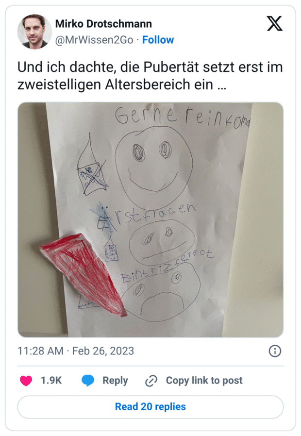 Und ich dachte, die Pubertät setzt erst im zweistelligen Altersbereich ein …