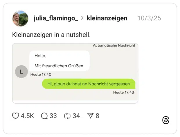Kleinanzeigen in a nutshell.