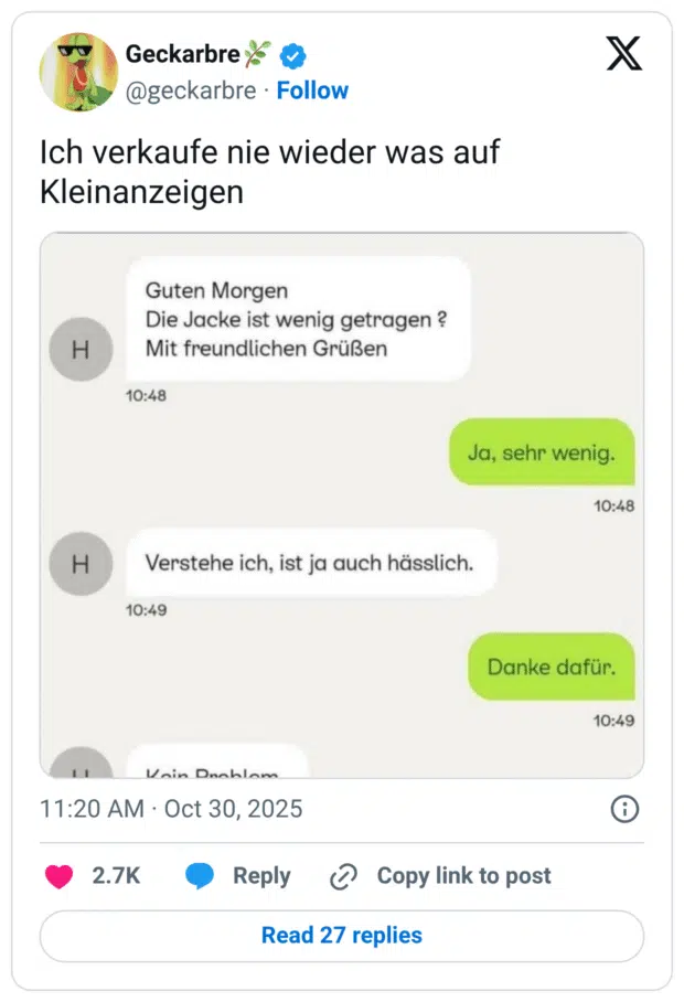 Ich verkaufe nie wieder was auf Kleinanzeigen