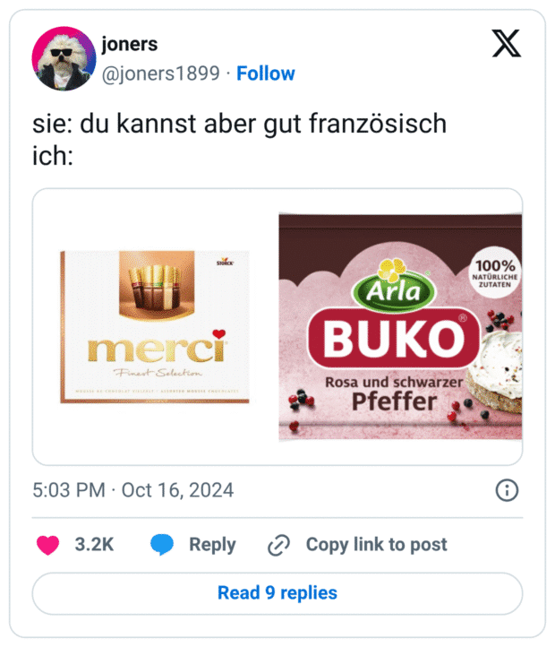 sie: du kannst aber gut französisch ich: