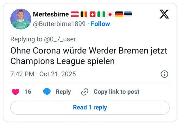 Ohne Corona würde Werder Bremen jetzt Champions League spielen