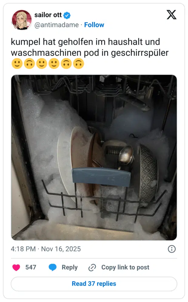 kumpel hat geholfen im haushalt und waschmaschinen pod in geschirrspüler