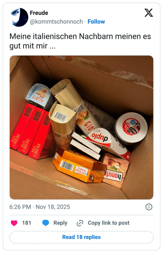 Meine italienischen Nachbarn meinen es gut mit mir ...