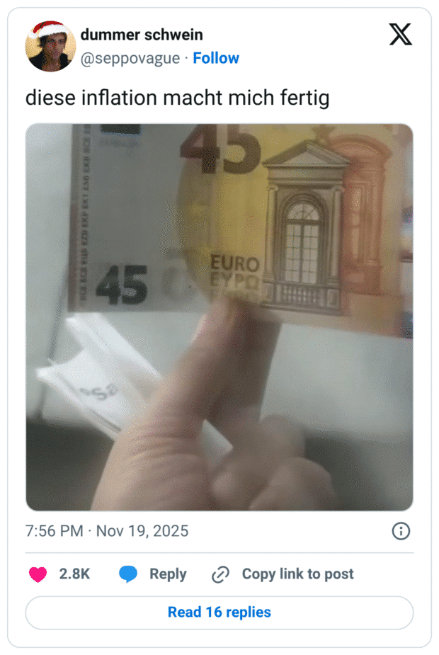 diese inflation macht mich fertig 45 EURO
