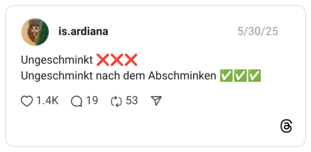Ungeschminkt ❌️❌️❌️ Ungeschminkt nach dem Abschminken ✅️✅️✅️