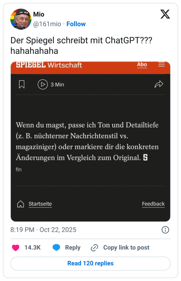 Der Spiegel schreibt mit ChatGPT???