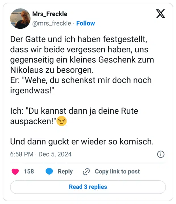 Nikolaus: „Hier kommt der Nikolaus, da ist ein Geschenk für dich, weil du so brav warst!“ K1: „Sind das jetzt geldwerte Vorteile? Muss ich das versteuern? Welche Einkunftsart ist das?“