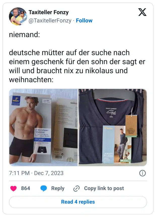 niemand: deutsche mütter auf der suche nach einem geschenk für den sohn der sagt er will und braucht nix zu nikolaus und weihnachten: