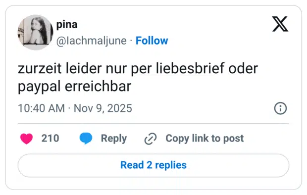 zurzeit leider nur per liebesbrief oder paypal erreichbar