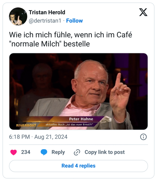 Wie ich mich fühle, wenn ich im Café "normale Milch" bestelle