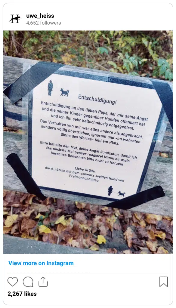 Top! Viele Hundehalter vergessen, dass wir auf die Toleranz der Nichthundehalter angewiesen sind. Hundehasser werden von unerzogenen Hundebesitzern mit unerzogenen Hunden gemacht.
