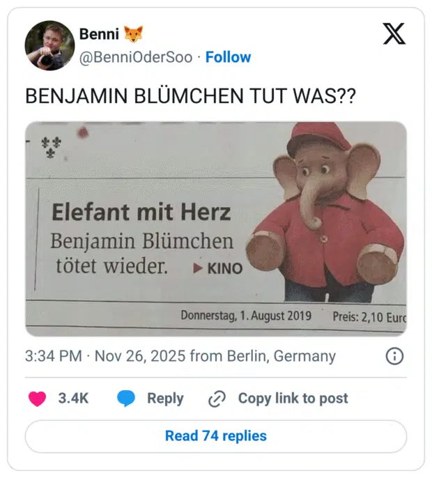 BENJAMIN BLÜMCHEN TUT WAS??