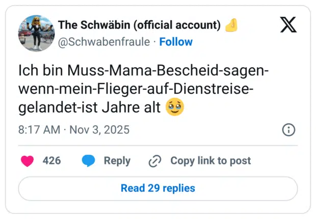 Ich bin Muss-Mama-Bescheid-sagen- wenn-mein-Flieger-auf-Dienstreise- gelandet-ist Jahre alt