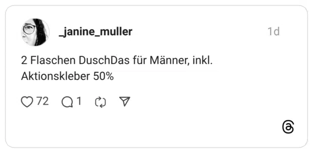 2 Flaschen DuschDas für Männer, inkl. Aktionskleber 50%