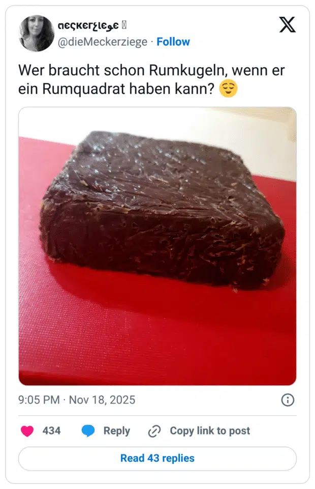 Wer braucht schon Rumkugeln, wenn er ein Rumquadrat haben kann?