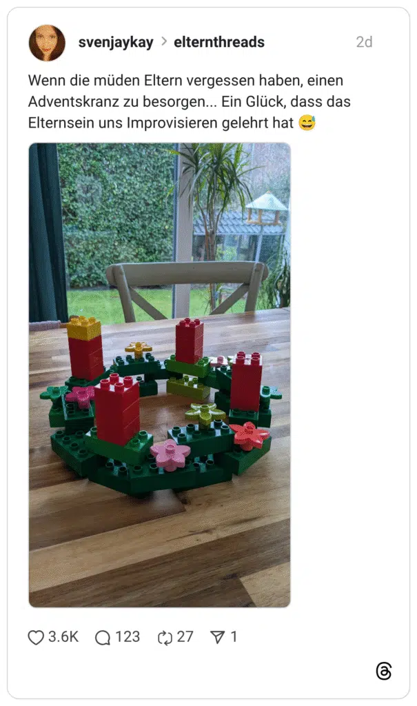 Wenn die müden Eltern vergessen haben, einen Adventskranz zu besorgen... Ein Glück, dass das Elternsein uns Improvisieren gelehrt hat e