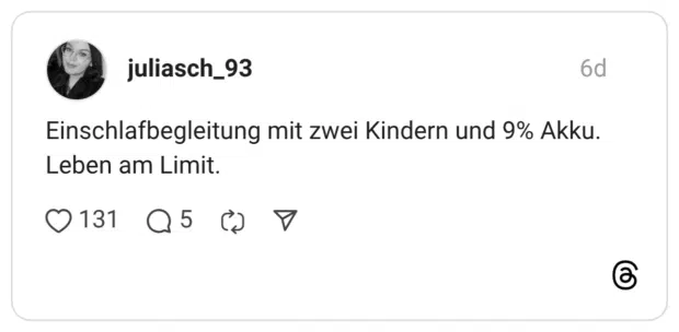 Einschlafbegleitung mit zwei Kindern und 9% Akku. Leben am Limit.
