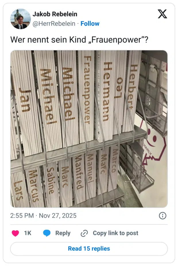 Wer nennt sein Kind „Frauenpower"? lerbert 007 Hermann rauenpower